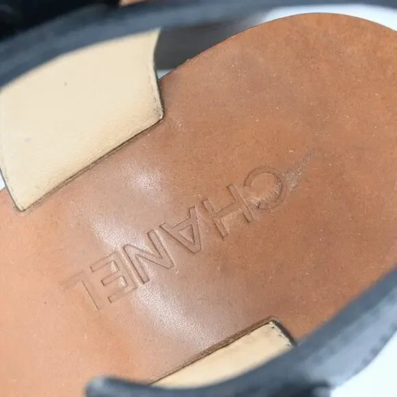 CHANEL Leather & Chain Strappy Heeled Sandals Size 40.5 - Picture 8 of 13